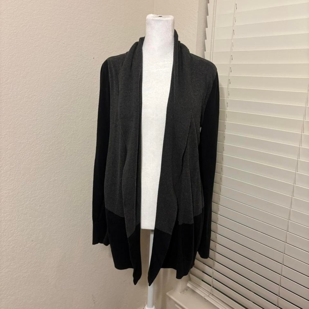 Lauren Ralph Lauren XS oversized color block black gray cardigan cotton blend